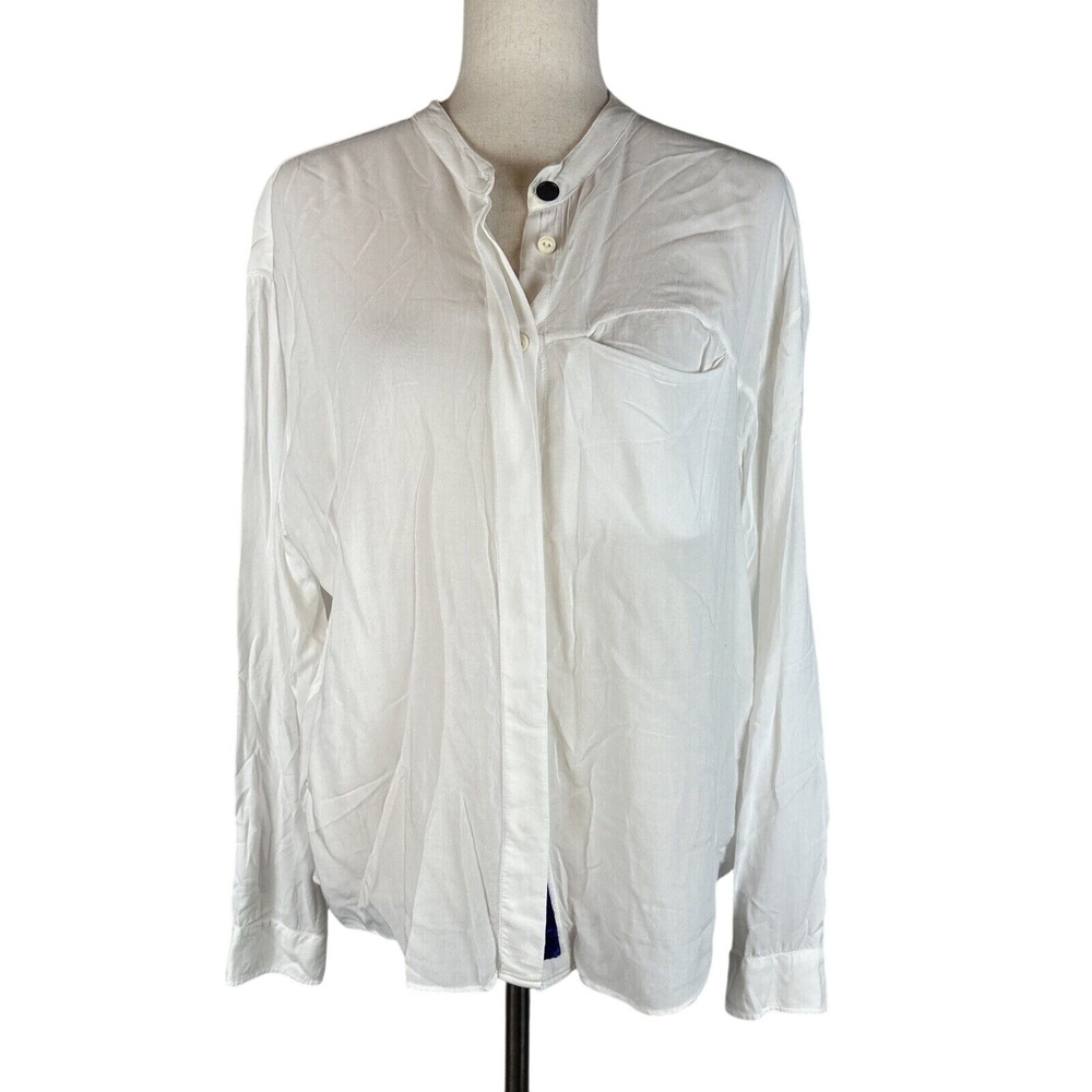 North Sails Lightweight Viscose Button Up Top Shirt Size M White Long Sleeve